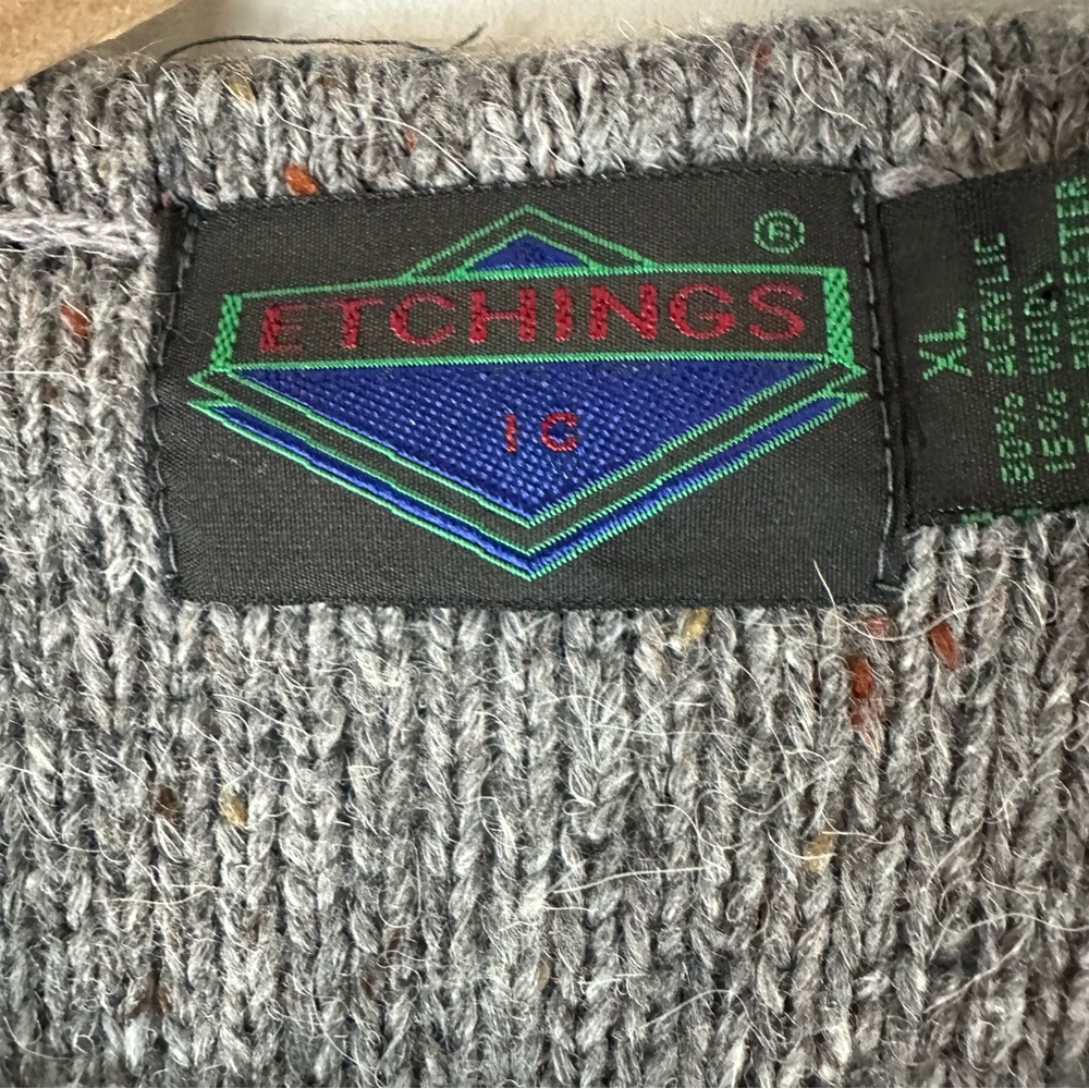 ETCHINGS Men’s Size XL Sweater Vest Wool Blend Button Front VINTAGE Cardigan - Picture 8 of 14